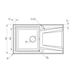 Deante DEANTE PRIME ZSR_A113 Jednodřez s odkapem 860x500x200 Hybrid, granit-nerez, alabastr - Deante