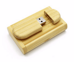 CTRL+C SET: Dřevěný USB ovál + box, BAMBUS, 128 GB, USB 3.0/3.1