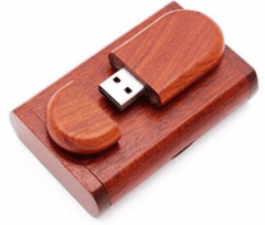 CTRL+C SET: Dřevěný USB ovál + box, CHERRY, 128 GB, USB 3.0/3.1