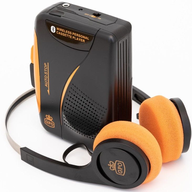 GPO Retro Cassette Walkman Bluetooth, černá/oranžová - zánovní