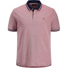 Jack&Jones Plus Pánské polo triko JJEPAULOS Slim Fit 12143859 Rio Red (Velikost 4XL)