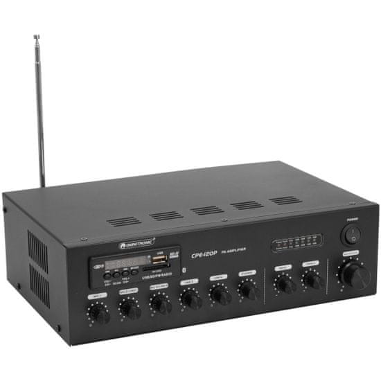 Omnitronic CPE-120P PA, 100V mixážní zesilovač, 120W, BT/MP3/FM