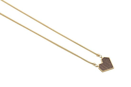 BeWooden Dámský náhrdelník s dřevěným detailem Aurum Necklace Heart zlatá