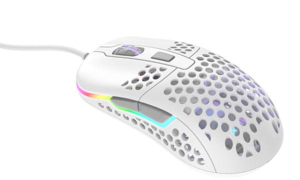 Xtrfy M42 RGB, bílá (M42-RGB-WHITE) myš optický senzor 16 000 DPI herní hladký skluz Omron 20M(OF) 59 gramů