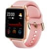 Printwell Chytré hodinky v češtině PW-101, Bluetooth 5.0, smart watch s velkým display, krokoměrem, oxymetrem, měřením tepu, tlaku, zlaté s růžovým páskem