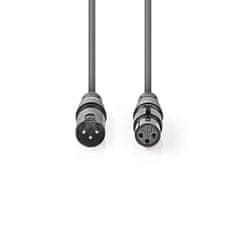 Nedis DMX kabel 110 Ohm XLR 3pin zástrčka - XLR 3pin zásuvka, 15 m (COTG15012GY150)