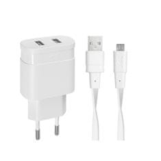 RivaCase Riva Power 4123 WD1 duální síťová nabíječka 3,4A/ 2 USB, bílá + micro USB kabel