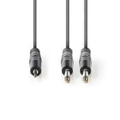 Nedis stereo audio kabel 2x 6.35mm zástrčka - 3.5mm zástrčka, 5 m (COTH23200GY50)