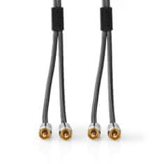 Nedis Fabritallic propojovací audio kabel zástrčka 2x cinch - zástrčka 2x cinch, 2 m (CATB24200GY20)