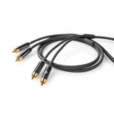 Nedis Fabritallic propojovací audio kabel zástrčka 2x cinch - zástrčka 2x cinch, 1 m (CATB24200GY10)