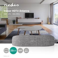 Nedis ANIR2511GY700 pokojová anténa DVB-T/T2 s filtrem LTE 700 a zesilovačem 28 dB, šedá