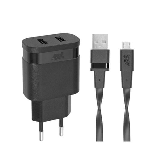 RivaCase Riva Power 4122 BD1 duální síťová nabíječka 2,4A/ 2 USB, černá + micro USB kabel