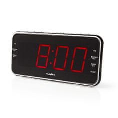 Nedis CLAR004BK budík s rádiem, 1.8" LED displej, FM rádio 20 předvoleb, duální budík, USB nabíjecí port pro telefon