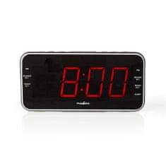 Nedis CLAR004BK budík s rádiem, 1.8" LED displej, FM rádio 20 předvoleb, duální budík, USB nabíjecí port pro telefon