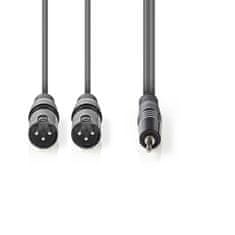 Nedis XLR stereo kabel 2x XLR 3pin zástrčka - 3.5mm zástrčka, 3 m (COTH15310GY30)