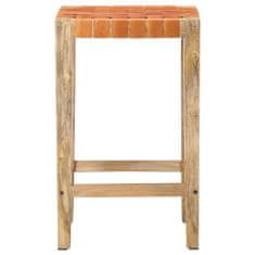 Vidaxl Barové stoličky 2 ks hnědé pravá kůže 75 cm