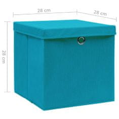 shumee Úložné boxy s víky 4 ks 28 x 28 x 28 cm bledě modré