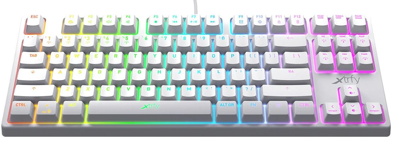 Xrtfy K4 TKL RGB, Kailh Red, US, biela (XG-K4-RGB-TKL-WH-R-US) herná drôtová klávesnica