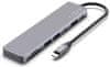 7-portový hliníkový USB-C HUB Card pro notebooky a tablety FIXHU-CAD-GR, šedý