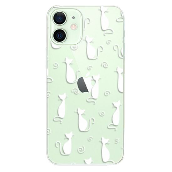 iSaprio Silikonové pouzdro - Cat pattern 05 - white pro Apple iPhone 12