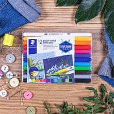 Staedtler Fix na textil "Design Journey", 12 různých barev, oboustranné 3190 TB12