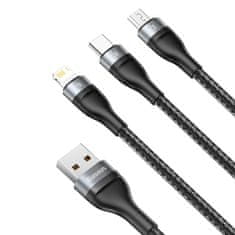 BASEUS Data kabel 3in1 USB - Lightning / USB-C / Micro USB 1.2m 5A 40W, černý