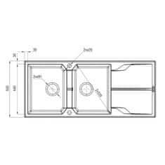 Deante DEANTE ANDANTE ZQN_T213 Dvojdřez s odkapem, granit - Deante