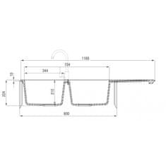 Deante DEANTE ANDANTE ZQN_T213 Dvojdřez s odkapem, granit - Deante