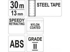 YATO Pásmo měřící ocelové 30m,13mm