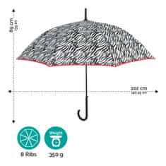 Perletti Dámský automatický deštník ZEBRATO / modrý lem, 26164