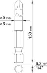 YATO Sada bitů 1/4" 2 ks křížové L=150 mm PH1, PH2