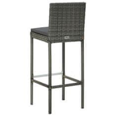 Vidaxl Barové stoličky s poduškami 6 ks šedé polyratan