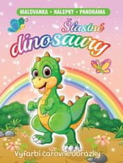 Šťastné dinosaury - maľovanka - nálepky - panoráma