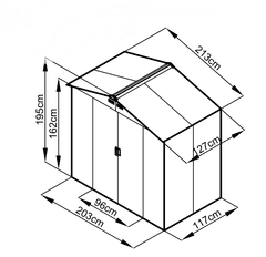 IWHOME Zahradní domek ARES A 2,71 m² antracit + podlahová konstrukce ARES A IWH-10230001 + IWH-10240001