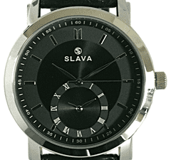 Slava Time Pánské černé hodinky SLAVA s dvěma ciferníky SLAVA 10098