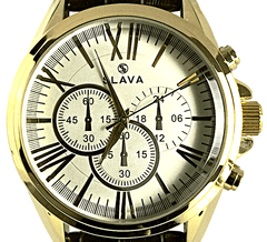 Slava Time Pánské zlato-hnědé masivní hodinky SLAVA 10154