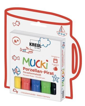 KREUL Fixy na porcelán "MUCKI PIRÁT", 5 barev