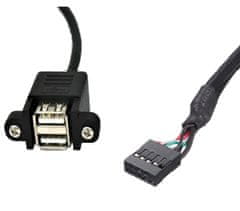 W-STAR W-Star Kabel USB/A female 2x na 9pin konektor 0,5m, pro základní desku MB, 2USBPAN9P