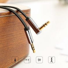 Ugreen Flat audio kabel 3,5mm mini jack 1m, stříbrný