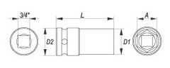 YATO Nástavec 3/4" rázový šestihranný hluboký 19 mm CrMo