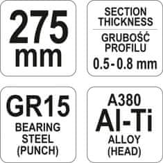 YATO Kleště ke spojování profilů 275mm max 0,8mm