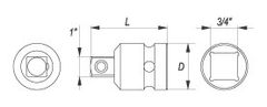 YATO Nástavec adaptér 3/4" - 1" rázový CrMo