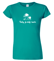 Hobbytriko Dámské houbařské tričko - Tady je můj revír Barva: Emerald (19), Velikost: S