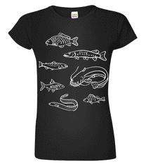 Hobbytriko Dámské rybářské tričko - Ryby našich vod Barva: Černá (01), Velikost: S