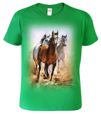 Hobbytriko Dětské tričko s koněm - Malované koně Barva: Apple Green (92), Velikost: 4 roky / 110 cm