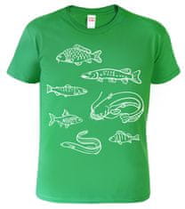 Hobbytriko Dětské rybářské tričko - Ryby našich vod Barva: Středně zelená (16), Velikost: 6 let / 122 cm