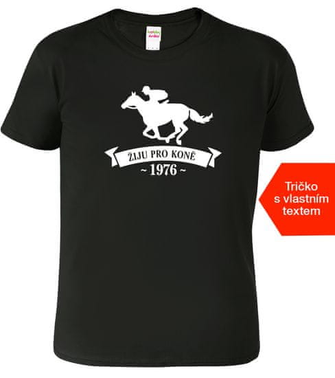 Hobbytriko Pánské tričko k narozeninám s koněm a rokem narození - Žiju pro koně Barva: Černá (01), Velikost: S