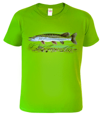 Hobbytriko Dětské rybářské tričko - Štika obecná Barva: Apple Green (92), Velikost: 8 let / 134 cm