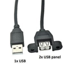 W-STAR W-star Kabel USB/A female 2x na USB A male 30cm, prodloužení, 2USBAPAN