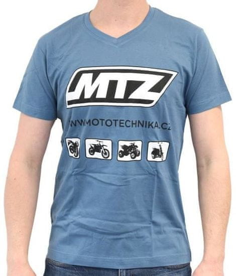 MTZ Tričko MTZ V-NECK SLIM s potiskem (barva Denim) - velikost XXXL (Velikost: S) MTZTRICKO-XXX